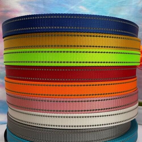 50 Yards 15mm Reflective Webbing Polyester 1mm Thickness For Pet Collar Backpack Belt DIY Accessories 10 Colors