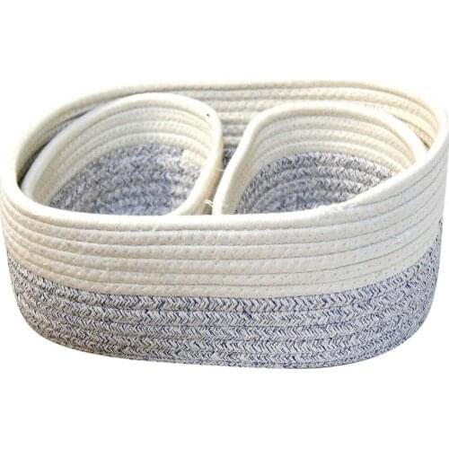 Woven Nursery Baskets Cotton Rope Storage Organizer Bins Versatile Storage Basket For Toys Clothes Storage Box Rope Storage Tray