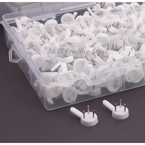 200pcs in one box Length 25mm White Plastic Invisible Wall Mount Photo Picture Frame Nail Hook Hanger
