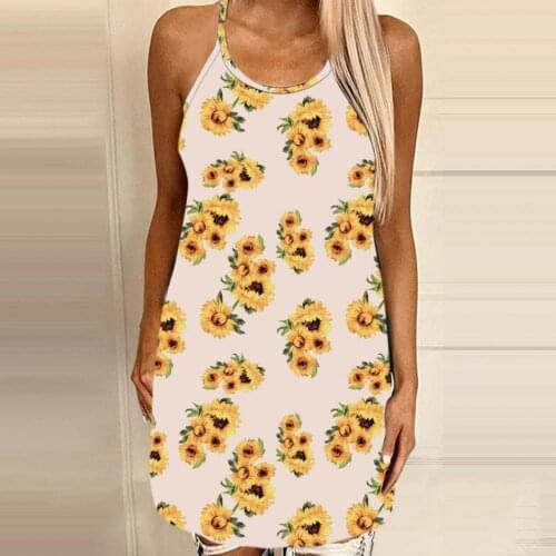 Vintage Sexy Women Sundress Backless Hollow Mini Dress Halter Loose Floral Print women Dresses France short sleeve Dress