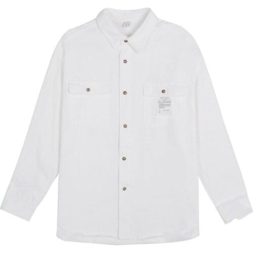 Flip-necked Double-pocket Long-sleeved Shirt Jacket Women 2020 Autumn Korean Version Loose Casual Shirt Twill Cotton Youth Coat