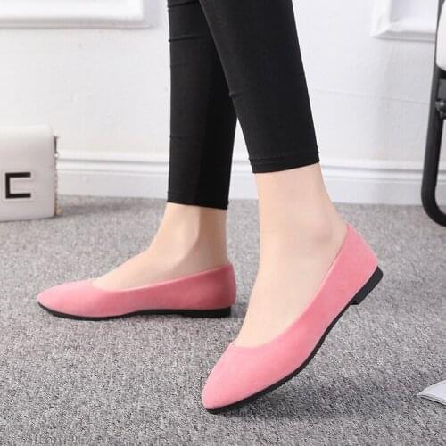 Plus Size 35-43 Women Flats Slip on Flat Shoes Candy Color Woman Boat Shoes Black Loafers Faux Suede Ladies Ballet Flats539
