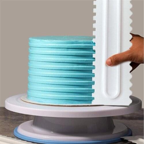 3PCS Cake Butter Scraper Plastic Cake Decorating Comb Fondant Cake Design Styling Kit Baking Tools