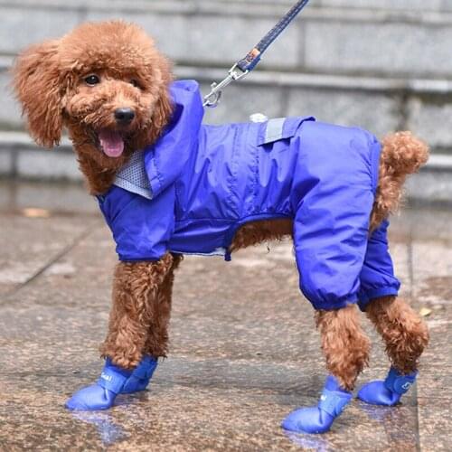 4Pcs Pet Dog Cats Rainshoes Pet Boots Rubber Portable Anti Slip Waterproof Candy Color Rain Shoes Pet supplies Size S/M/L/XL/XXL