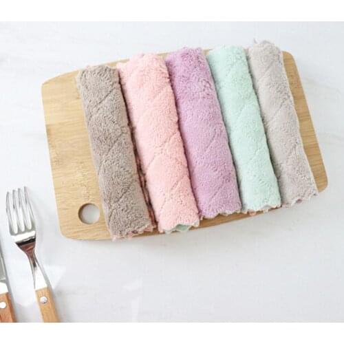 80%HOT5Pcs Double-sided Water Absorbent Kitchen Dish Washing Cleaning Cloth Hand Towel