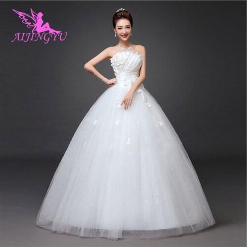 AIJINGYU 2021 girl Customized new hot selling cheap ball gown lace up back formal bride dresses wedding dress WK841