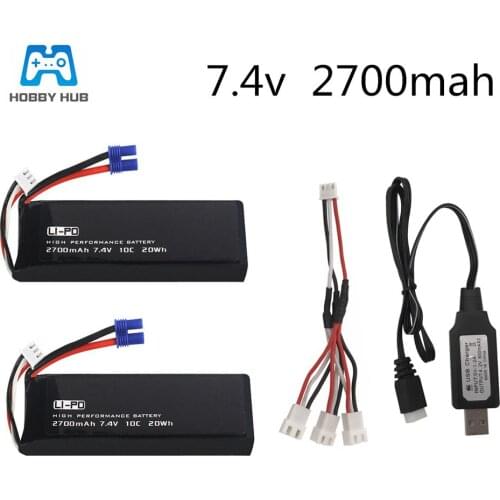 Original for Hubsan H501C H501S X4 7.4V 2700mAh 2s 10C 20WH 7.4V lipo battery and charger For RC Quadcopter Drone Parts