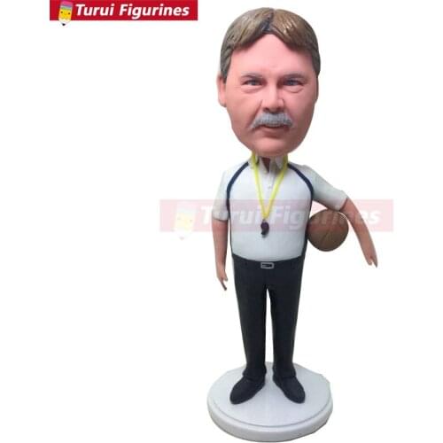Basetkball Coach Bobble Head Caoch Clay Figurine Personalized Coach Gift Based on Customers Photo Coach Birthday Cake Topper Coa