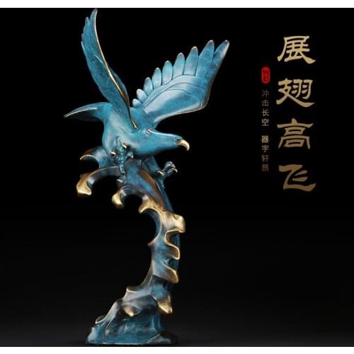 52CM large Home Company CLUB luxury high grade Good luck 3D Powerful Eagle Mascot bring wealth thriving business bronze statue