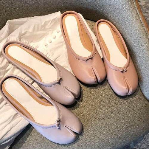 Tabi ninja flat shoes woman purple/pink split toe flats casual mules women espadrilles slides slip on moccasins women zapato2020