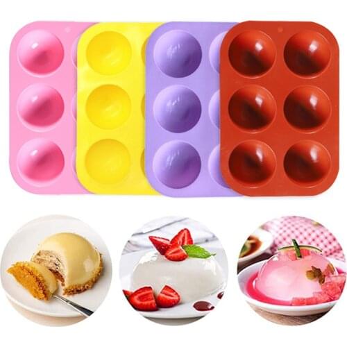 6 Cell Half Sphere Silicone Chocolate Mold Diy Home Lollipop Pudding Mold Ball Shape Biscuit Tool Fondant Cake Baking Mold
