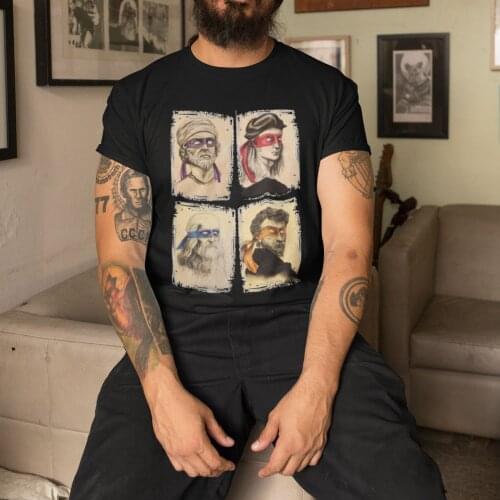 Science Turtles T-Shirt Men Mutant Ninja Short Sleeve Humor Tee Shirt Round Neck 100% Cotton Funny Tops Printed Graphic T Shirt