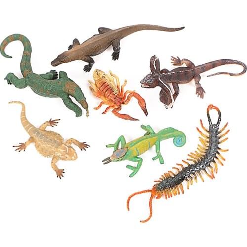 Simulation Reptile animals models toys,komodo dragon,centipede,Chameleon,Scorpion,frilled lizard toys Figure Kids Toys Home Deco