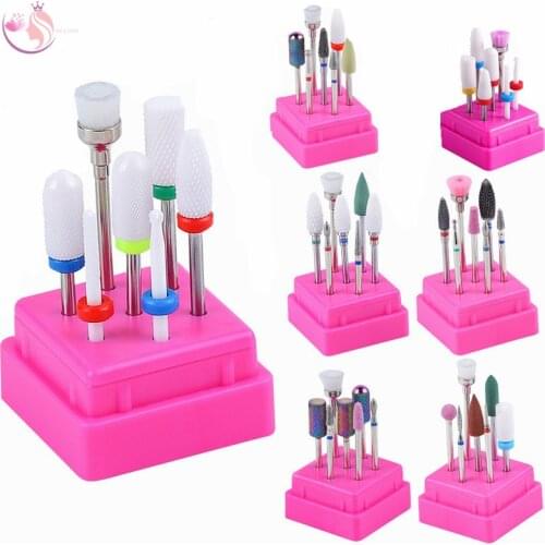 New 1Set Ceramic Nail Drill Bit For Nail Drill Machine Cutters for manicure Milling Cutter Set Nail Files Combined Accessory