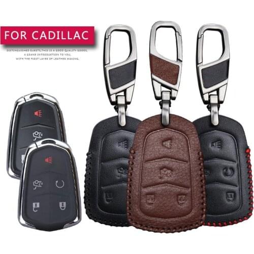 Leather Car Key Case Cover For Cadillac Escalade ESV ATS CT6 CTS SRX XT4 XT5 XTS Protection Key Shell Skin Bag Only Case