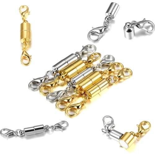 5pcs/lot Metal Copper Magnetic Clasps With Lobster Clasp For Leather Bracelets Necklace Connectors For Jewelry Making Supplies