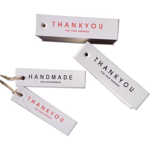 1.8X7.0Cm 100Pcs Thank You Small Paper Hang Tags For Cake Hand Made Decoration Tag For Cooking Box For Gift Handmade Labels