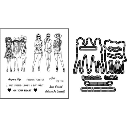 Fashion Girls Metal Cutting Dies And Clear Stamp Set For DIY Scrapbooking