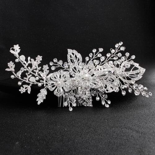 Fashion Wedding Hair Accessories Elegant Silver Color Tiaras Bridal Hair Jewelry For Women Handmade Bridal Jewelry Ornaments
