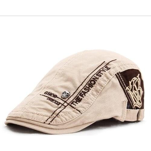 Skull decoration Mens and womens retro beret caps travel duck tongue forward hat sun hats