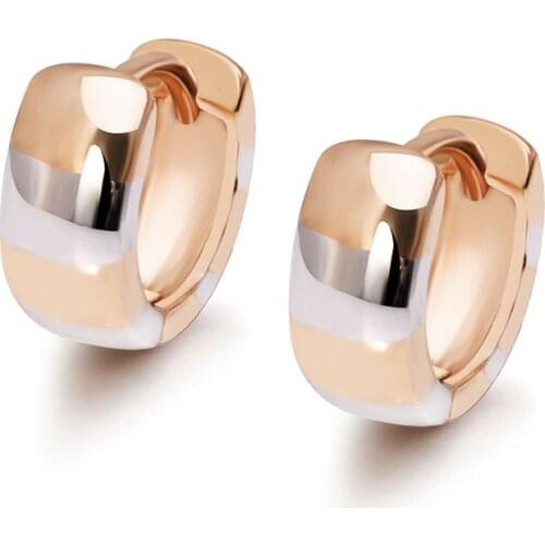 MxGxFam Smooth Hoop Earings For Women No Stone Classic Style Mix 18 k White Gold Color