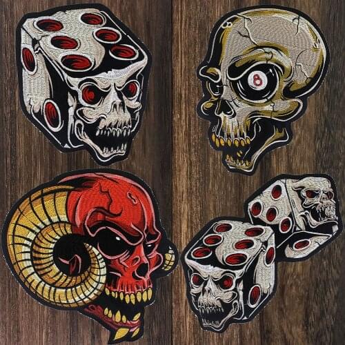 Dice Skull Iron on Patches Skull Sheep Stickers for Clothes T-shirts DIY Appliques Patch Badge Punk Bike Craft 1pc TH1744