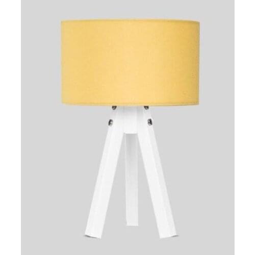New Karino Deco 3 Legged Fabric Lampshade Yellow Hood White Feet Lampshade