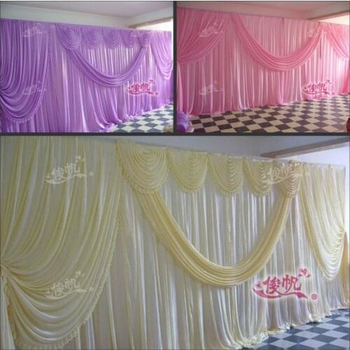New Pure White 10ft*20ft wedding stage decoration Wedding Backdrop curtain with Swag Celebration Stage Performance Background
