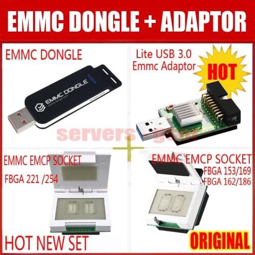 NEW Original EMMC DONGLE+Lite USB3.0 SuperSpeed eMMC Reader+EMMC/EMCP Socket( FBGA 153/169/162/186 ,FBGA 221/254)For UFI BO