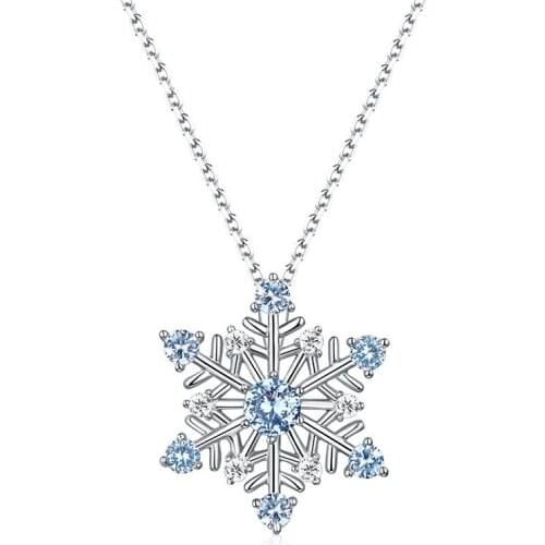 Fashion 2020 S925 Sterling Silver Necklace Romantic Snowflake Pendant Cute Hexagonal Star Necklace for Women Jewelry