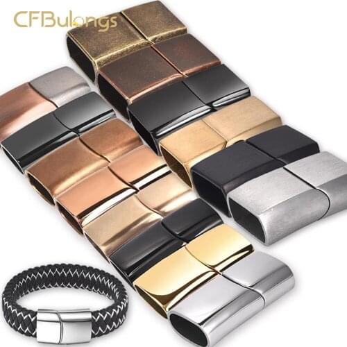 2PCS Rectangular Stainless Steel Magnetic Buckle Is Suitable For DIY leather Bracelet Rope Connector Lace Buckle Jewelry Making