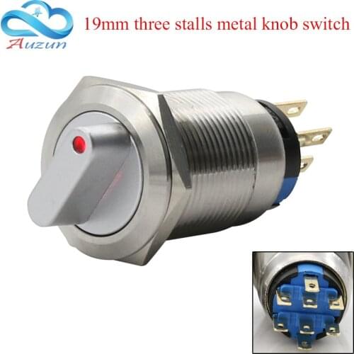 19 mm self-locking metal button with 3 switch power of 5a220V red and green yellow and white blue