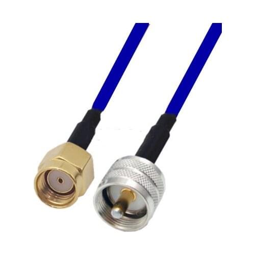 Blue Soft RG142 Double Shielded RP-SMA Male to UHF Male Connector RF Coaxial WIFI Antenna Coax Low Loss Cable 50ohm