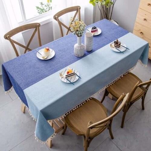 Tassel Stripe Tablecloth Cotton Kitchen Decorative End Table Cloth Rectangular Tablecloths Dining Table Cover Picnic Blanket