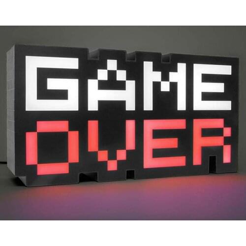 Game Over Night Light Mosaic Icon Lamp Pixel Style Fun Decorative Lamp Multi-color Flashing Home Decoration Lighting Art Lamp