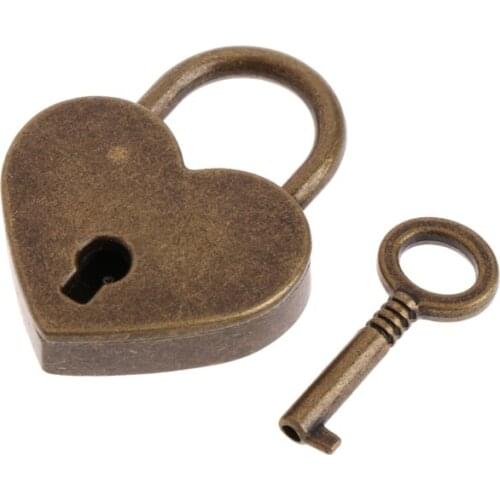 Heart Shape Vintage Old Antique Style Mini Archaize Padlocks Key Lock With key 16FA