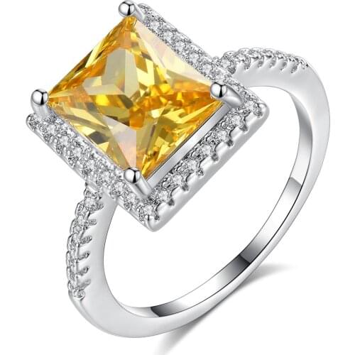 Women Rings Champagne Gold Cubic Zirconia Classic Copper Rings Ladies Wedding Ring Banquet Charm Lady Jewelry Girlfriend Gift