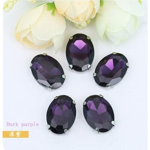 18 X 25mm DIY 50pcs Mix colors glass stones Sew on Rhinestones Silver metal Claw setting