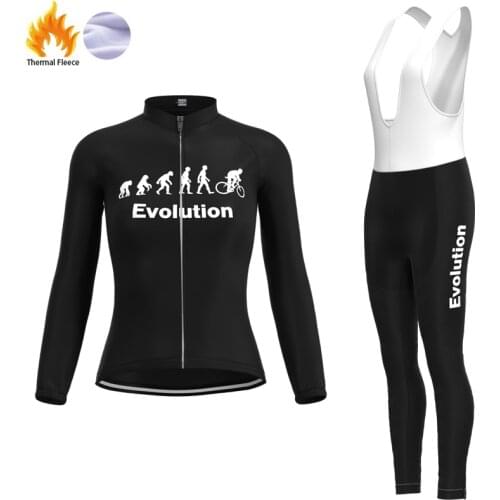 1999 Competition Evolution Team Retro Woman Fleece Cycling Jersey Long sleeve Set winter Mtb Bike Jersey maillot ciclismo mujer