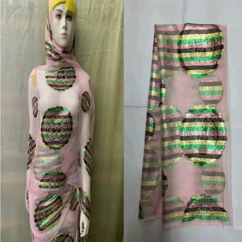 2020 Latest 5 Yards African Soft Metallic Silk Fabric Suitable For Women Clothing Sewing Materials! LXFN1163