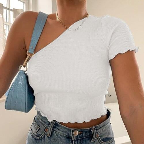 2020 Casual Women Off Shoulder Tops Summer Skinny Kintted Crop Tops T Shirt Sexy Tank Tops Club Fashion Camis Clothes