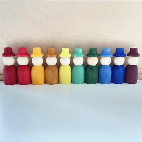 5pcs Unfinished People DIY Toys Wooden Peg Dolls Natural Wood Painting Creative Toys Figures Doll Bodies Craft Kits for Kids