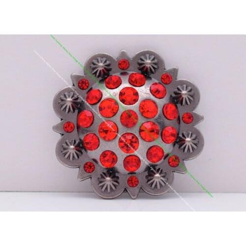 6x Western Saddle Tack Headstall Breast Concho Floral Belt Orange Rhinestone Crystal Concho Screwback