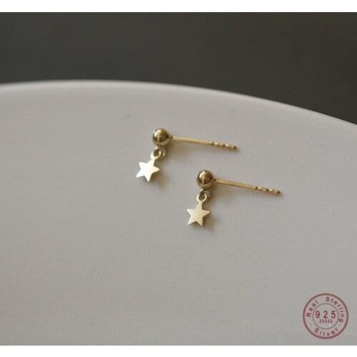 925 Sterling Silver Simple Star Stud Earrings Women Sweet Temperament Wedding Party 14K Gold Jewelry Gift Girlfriend Gift
