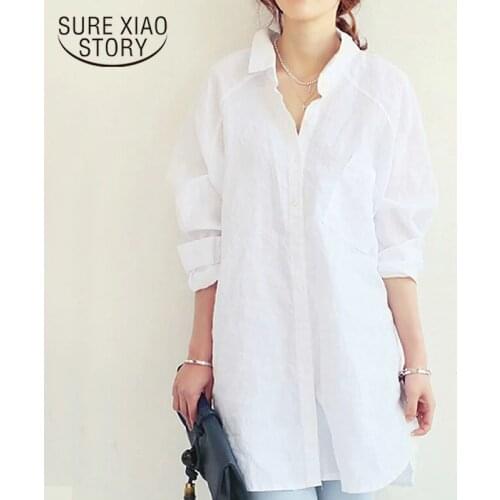 White Casual Linen Women Vogor Sean Womens Blouses Shirt Spring Summer Blusas Office Lady Elegant Loose Tops and Blouses 6081 50