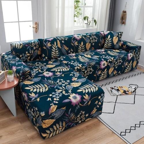 Modern Rural Sectional L Shape Stretch Elastic Sofa Cover Set Corner Sofa Towel Floral Furniture Protector for Living Room