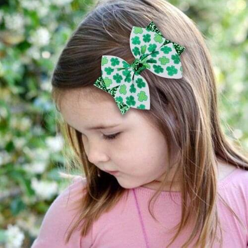 Kawaii Kids Hair Pins Leaf Print Bowkont Hair Clip Hair Accessories for Girls Children BB Clip Barrettes Baby spinki do wlosow