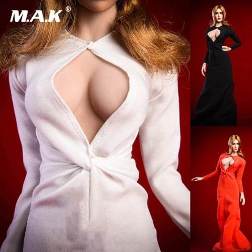 1/6 Scale Female Action Figure Accessory Elizabeth Olsen Head Sculpt Sexy Evening Dress Clothes Model for 12'' Woman Figure