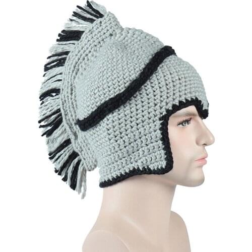 Fashion popular knitted hat European American Creative Roman Knights wool high quality retro red crown Gladiator hand woven cap