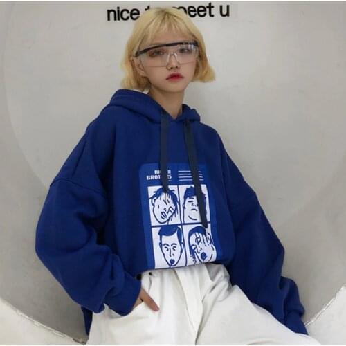 Fashion Sweatshirts Women 2020 Korean Ulzzang Harajuku Cartoon Printed Loose Hooded Sweatshirt Hoodies Female Casual Clothing